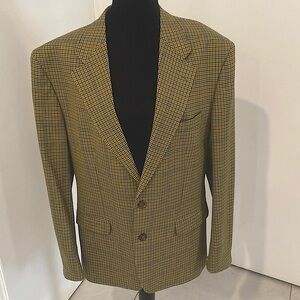 OLD RIVER OVERSIZED unisex Houndstooth Wool Green Blazer Made in France Size 42